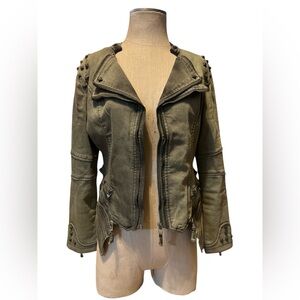 Women's Olive Green Studded Jacket